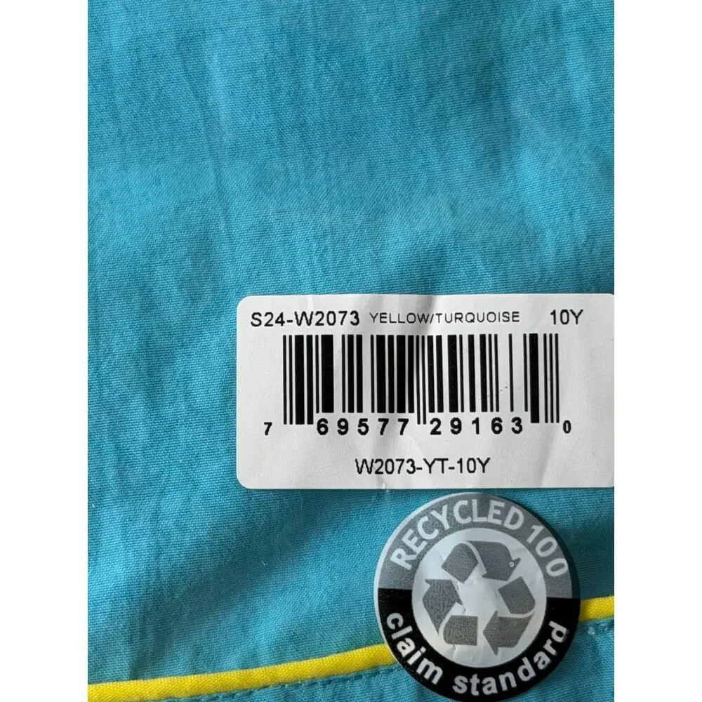 NWT The Sunday Collective Kids Board Shorts Blue Yellow Swim Trunks 10-11Y